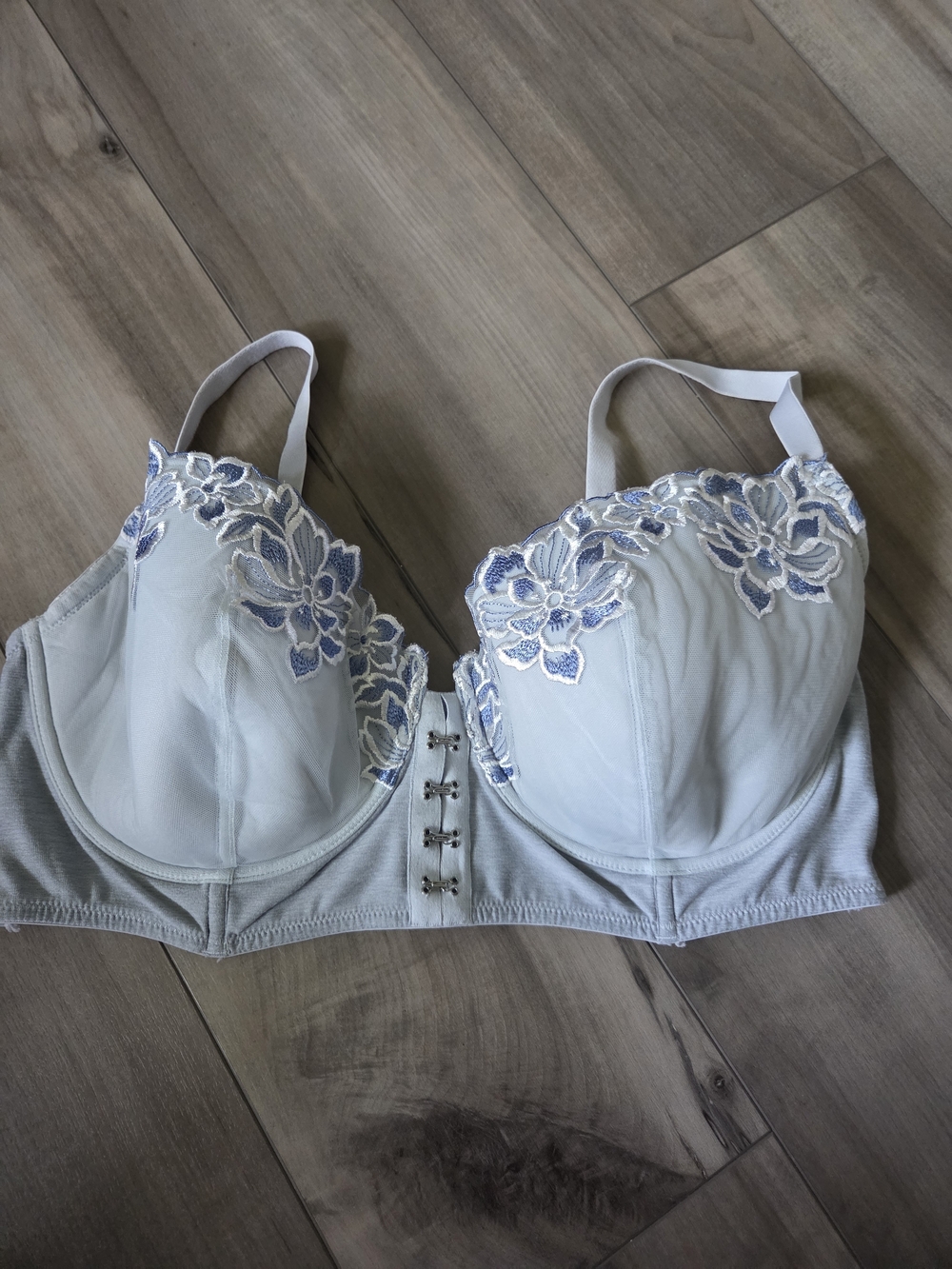 Adore Me Light Blue Embroidered Bra
